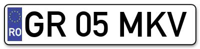 Placuta inmatriculare numar auto  GR-05-MKV, GR 05 MKV, GR05MKV