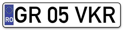 Placuta inmatriculare numar auto  GR-05-VKR, GR 05 VKR, GR05VKR