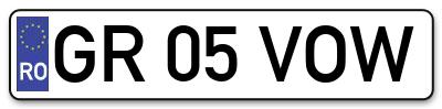 Placuta inmatriculare numar auto  GR-05-VOW, GR 05 VOW, GR05VOW