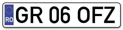 Placuta inmatriculare numar auto  GR-06-OFZ, GR 06 OFZ, GR06OFZ