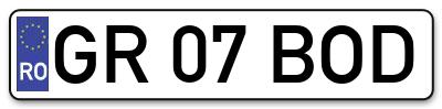 Placuta inmatriculare numar auto  GR-07-BOD, GR 07 BOD, GR07BOD