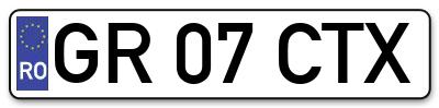 Placuta inmatriculare numar auto  GR-07-CTX, GR 07 CTX, GR07CTX