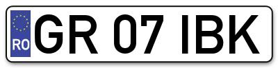 Placuta inmatriculare numar auto  GR-07-IBK, GR 07 IBK, GR07IBK