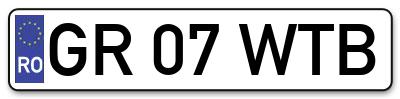 Placuta inmatriculare numar auto  GR-07-WTB, GR 07 WTB, GR07WTB
