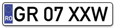 Placuta inmatriculare numar auto  GR-07-XXW, GR 07 XXW, GR07XXW