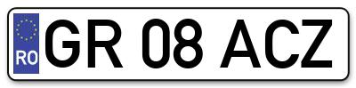 Placuta inmatriculare numar auto  GR-08-ACZ, GR 08 ACZ, GR08ACZ