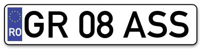 Placuta inmatriculare numar auto  GR-08-ASS, GR 08 ASS, GR08ASS