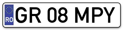 Placuta inmatriculare numar auto  GR-08-MPY, GR 08 MPY, GR08MPY