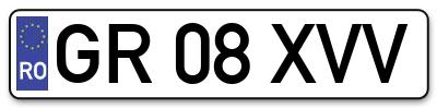 Placuta inmatriculare numar auto  GR-08-XVV, GR 08 XVV, GR08XVV