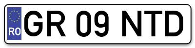 Placuta inmatriculare numar auto  GR-09-NTD, GR 09 NTD, GR09NTD