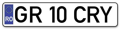 Placuta inmatriculare numar auto  GR-10-CRY, GR 10 CRY, GR10CRY