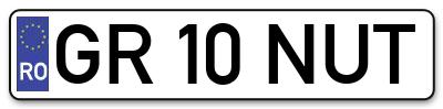 Placuta inmatriculare numar auto  GR-10-NUT, GR 10 NUT, GR10NUT