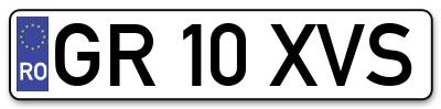 Placuta inmatriculare numar auto  GR-10-XVS, GR 10 XVS, GR10XVS
