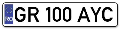Placuta inmatriculare numar auto  GR-100-AYC, GR 100 AYC, GR100AYC