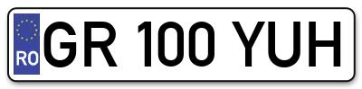 Placuta inmatriculare numar auto  GR-100-YUH, GR 100 YUH, GR100YUH
