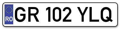 Placuta inmatriculare numar auto  GR-102-YLQ, GR 102 YLQ, GR102YLQ