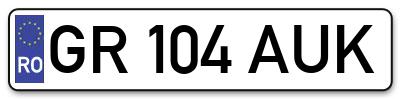 Placuta inmatriculare numar auto  GR-104-AUK, GR 104 AUK, GR104AUK