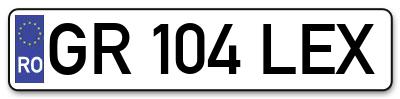 Placuta inmatriculare numar auto  GR-104-LEX, GR 104 LEX, GR104LEX