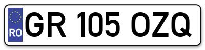Placuta inmatriculare numar auto  GR-105-OZQ, GR 105 OZQ, GR105OZQ