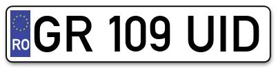 Placuta inmatriculare numar auto  GR-109-UID, GR 109 UID, GR109UID