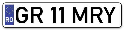 Placuta inmatriculare numar auto  GR-11-MRY, GR 11 MRY, GR11MRY
