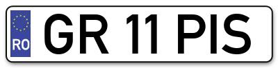 Placuta inmatriculare numar auto  GR-11-PIS, GR 11 PIS, GR11PIS