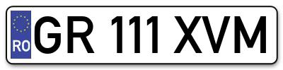 Placuta inmatriculare numar auto  GR-111-XVM, GR 111 XVM, GR111XVM