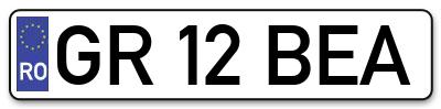 Placuta inmatriculare numar auto  GR-12-BEA, GR 12 BEA, GR12BEA