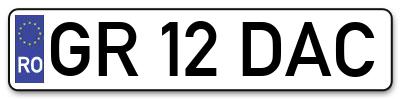 Placuta inmatriculare numar auto  GR-12-DAC, GR 12 DAC, GR12DAC