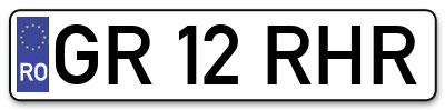 Placuta inmatriculare numar auto  GR-12-RHR, GR 12 RHR, GR12RHR