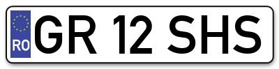 Placuta inmatriculare numar auto  GR-12-SHS, GR 12 SHS, GR12SHS