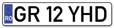Placuta inmatriculare numar auto  GR-12-YHD, GR 12 YHD, GR12YHD