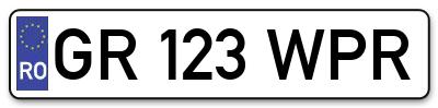 Placuta inmatriculare numar auto  GR-123-WPR, GR 123 WPR, GR123WPR