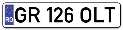 Placuta inmatriculare numar auto  GR-126-OLT, GR 126 OLT, GR126OLT