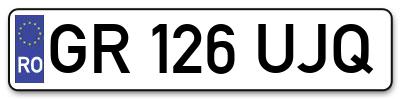 Placuta inmatriculare numar auto  GR-126-UJQ, GR 126 UJQ, GR126UJQ