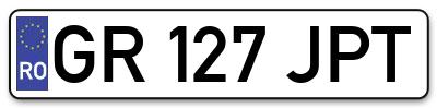 Placuta inmatriculare numar auto  GR-127-JPT, GR 127 JPT, GR127JPT
