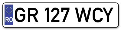 Placuta inmatriculare numar auto  GR-127-WCY, GR 127 WCY, GR127WCY