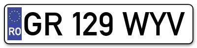 Placuta inmatriculare numar auto  GR-129-WYV, GR 129 WYV, GR129WYV