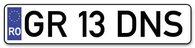 Placuta inmatriculare numar auto  GR-13-DNS, GR 13 DNS, GR13DNS
