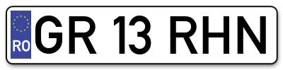 Placuta inmatriculare numar auto  GR-13-RHN, GR 13 RHN, GR13RHN