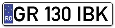 Placuta inmatriculare numar auto  GR-130-IBK, GR 130 IBK, GR130IBK