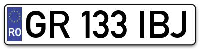 Placuta inmatriculare numar auto  GR-133-IBJ, GR 133 IBJ, GR133IBJ