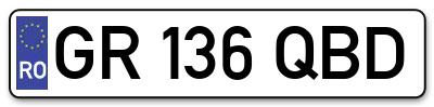 Placuta inmatriculare numar auto  GR-136-QBD, GR 136 QBD, GR136QBD