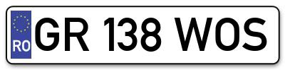 Placuta inmatriculare numar auto  GR-138-WOS, GR 138 WOS, GR138WOS