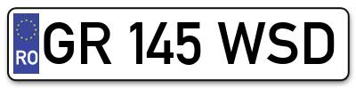 Placuta inmatriculare numar auto  GR-145-WSD, GR 145 WSD, GR145WSD
