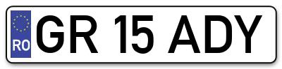 Placuta inmatriculare numar auto  GR-15-ADY, GR 15 ADY, GR15ADY