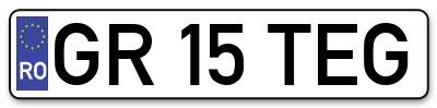 Placuta inmatriculare numar auto  GR-15-TEG, GR 15 TEG, GR15TEG