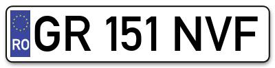 Placuta inmatriculare numar auto  GR-151-NVF, GR 151 NVF, GR151NVF