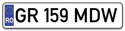 Placuta inmatriculare numar auto  GR-159-MDW, GR 159 MDW, GR159MDW