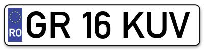 Placuta inmatriculare numar auto  GR-16-KUV, GR 16 KUV, GR16KUV